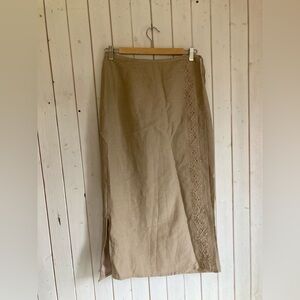Elegant Tan Skirt with Lace Detail WRAP SKIRT